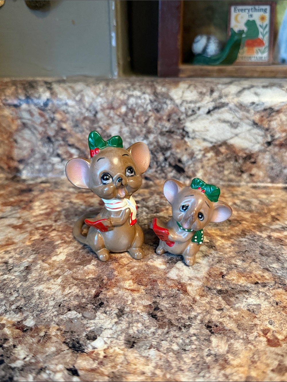 Vintage Josef Originals Christmas Mouse Figurines Set of 2
